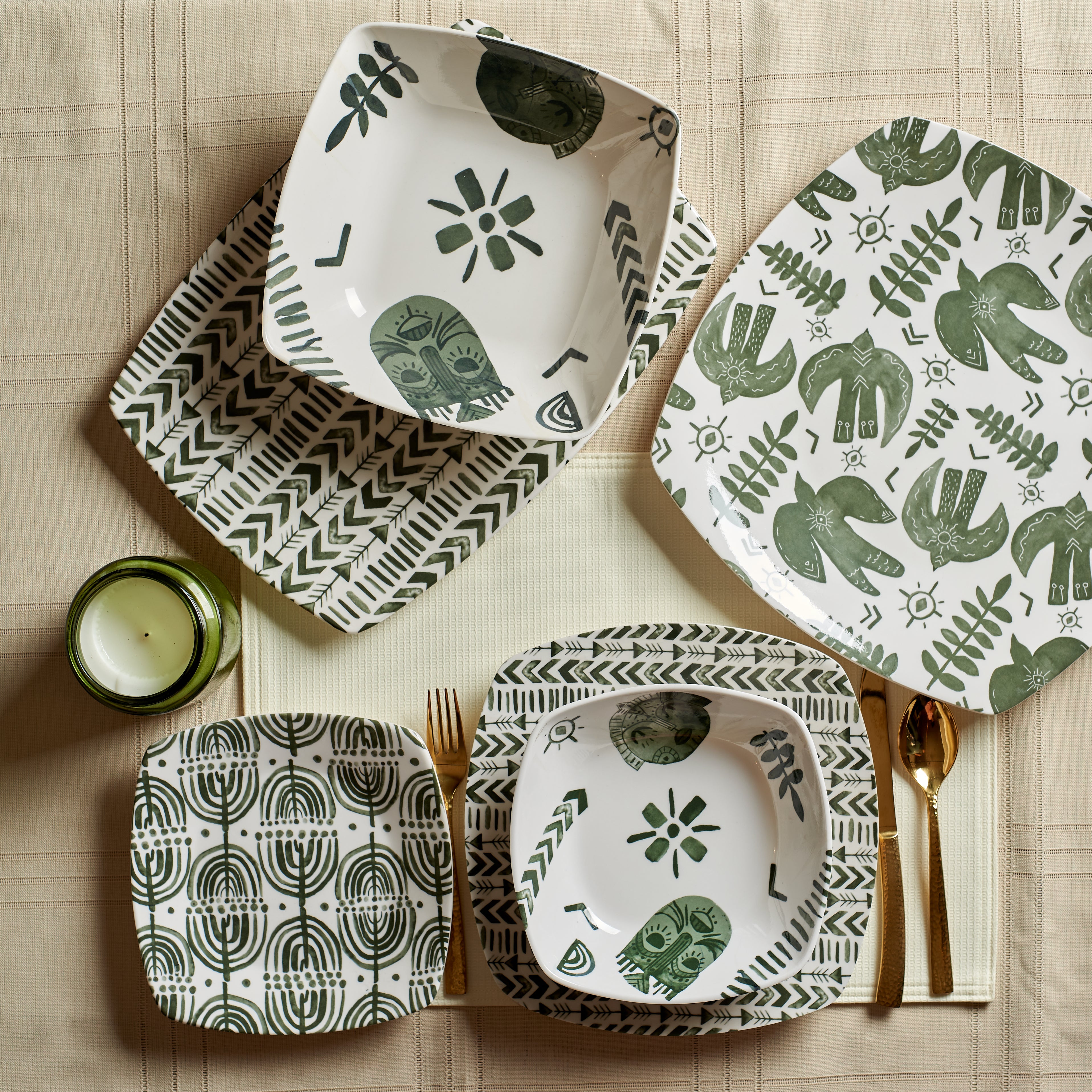 Olive Tribal Squared Platter