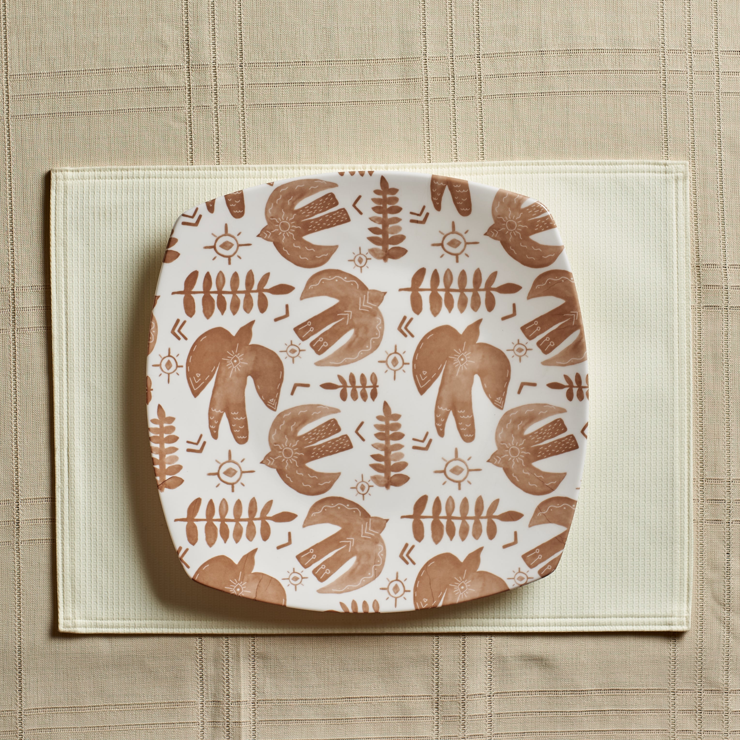 Beige Tribal Squared Platter