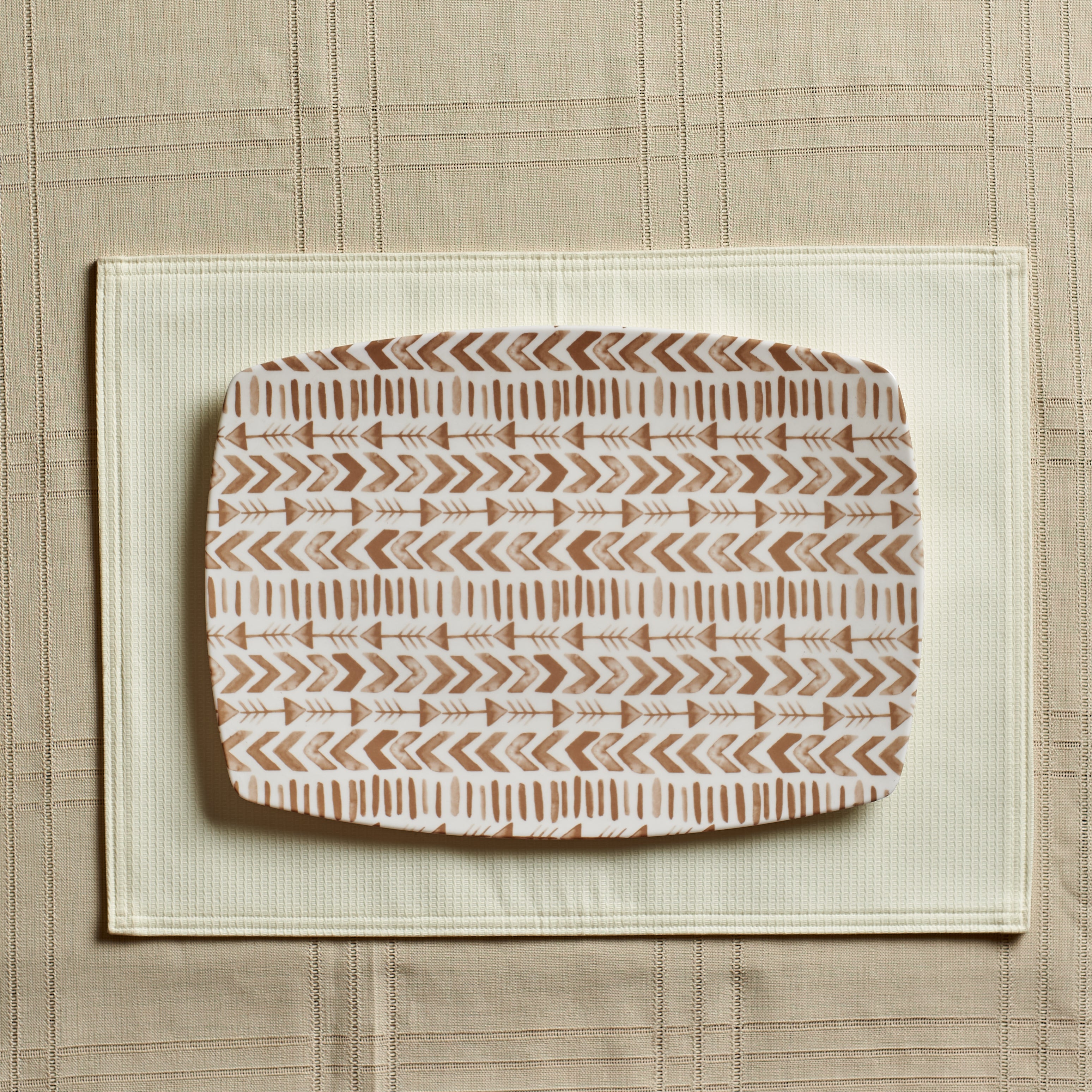 Beige Tribal Rectangle Platter