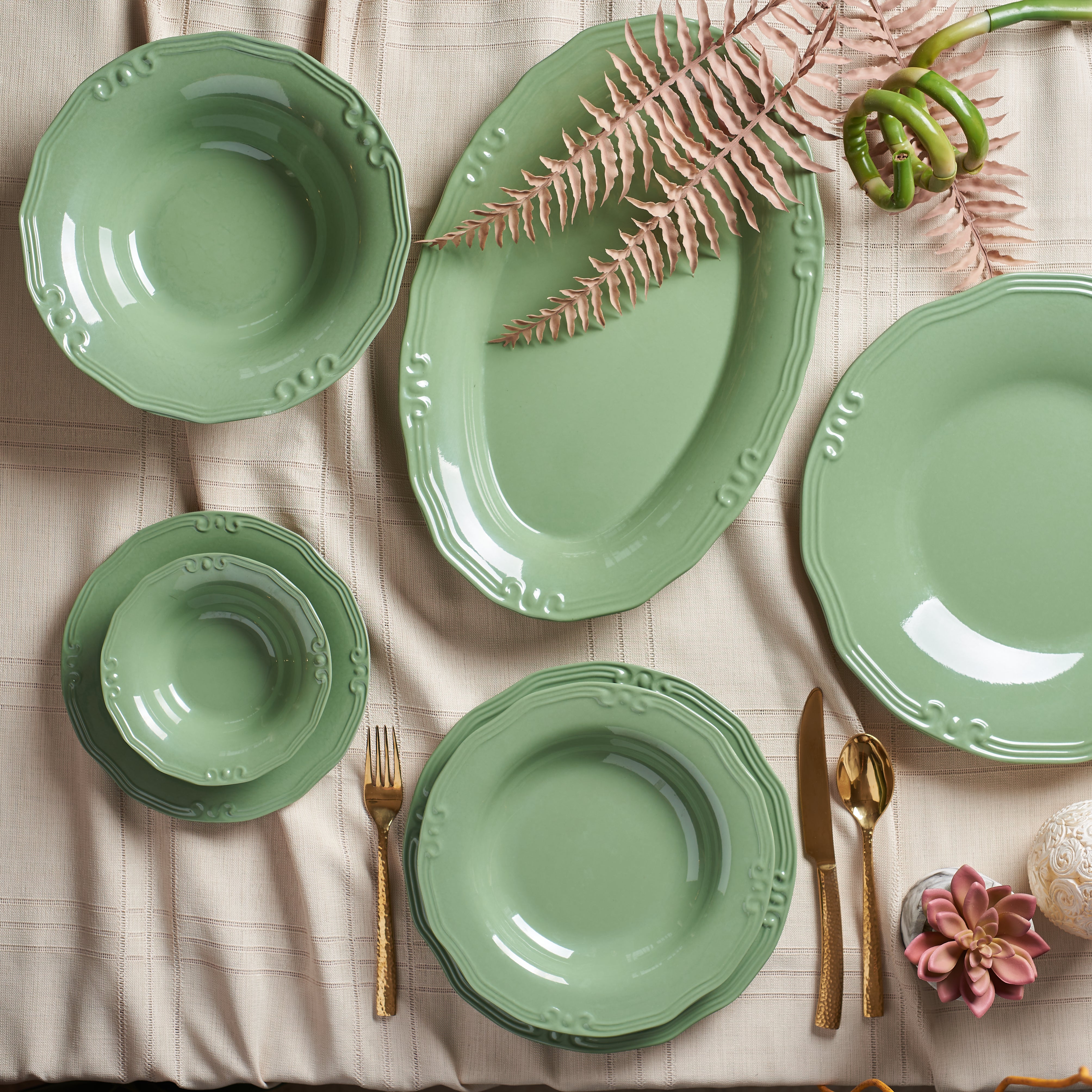 Green Oval Platter