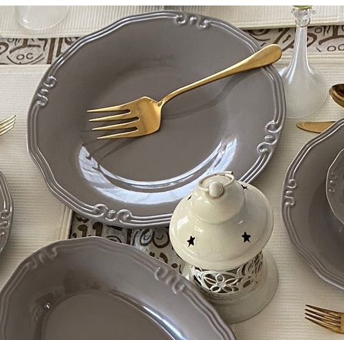 Grey Round Serving Platter