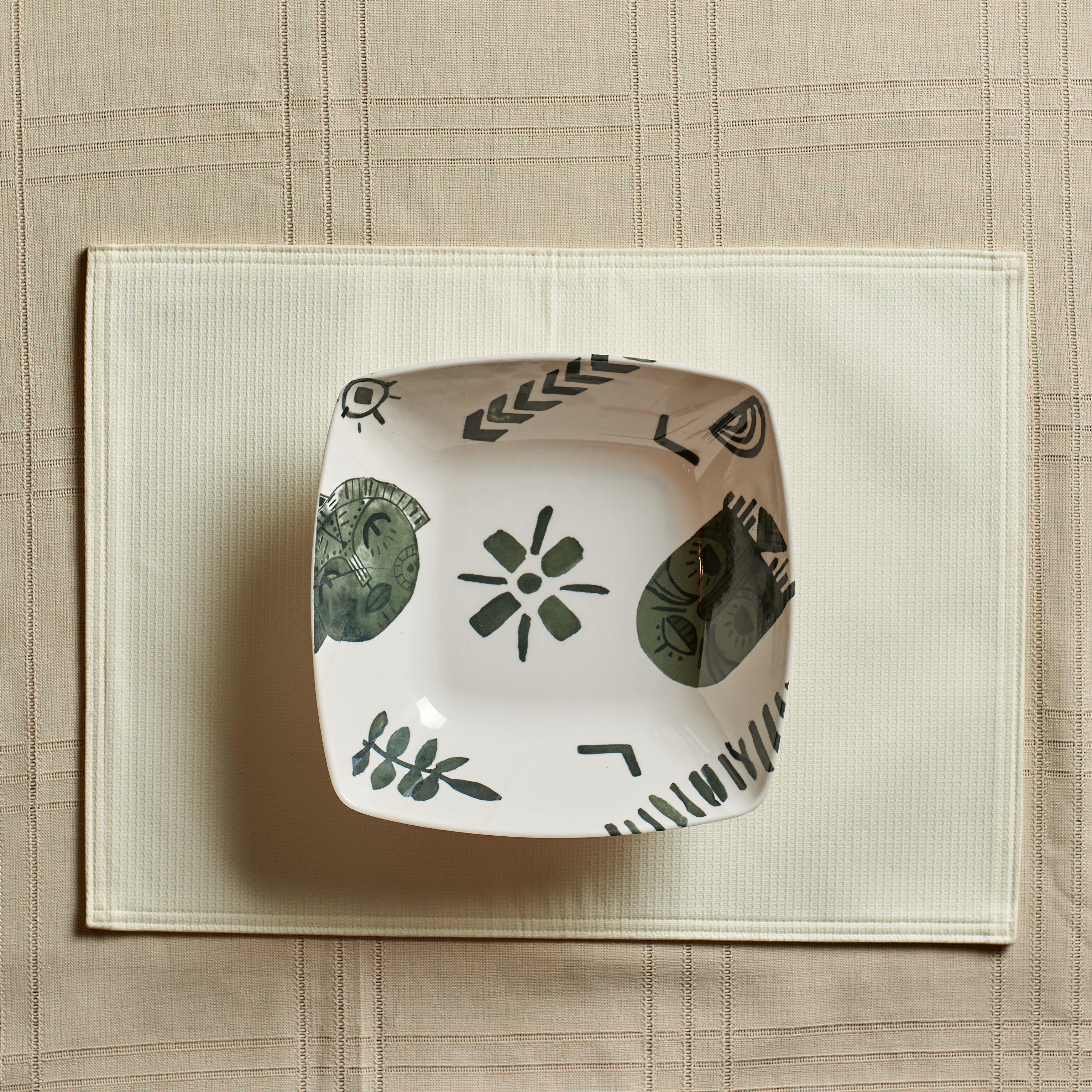 Olive Tribal Serving Bowl