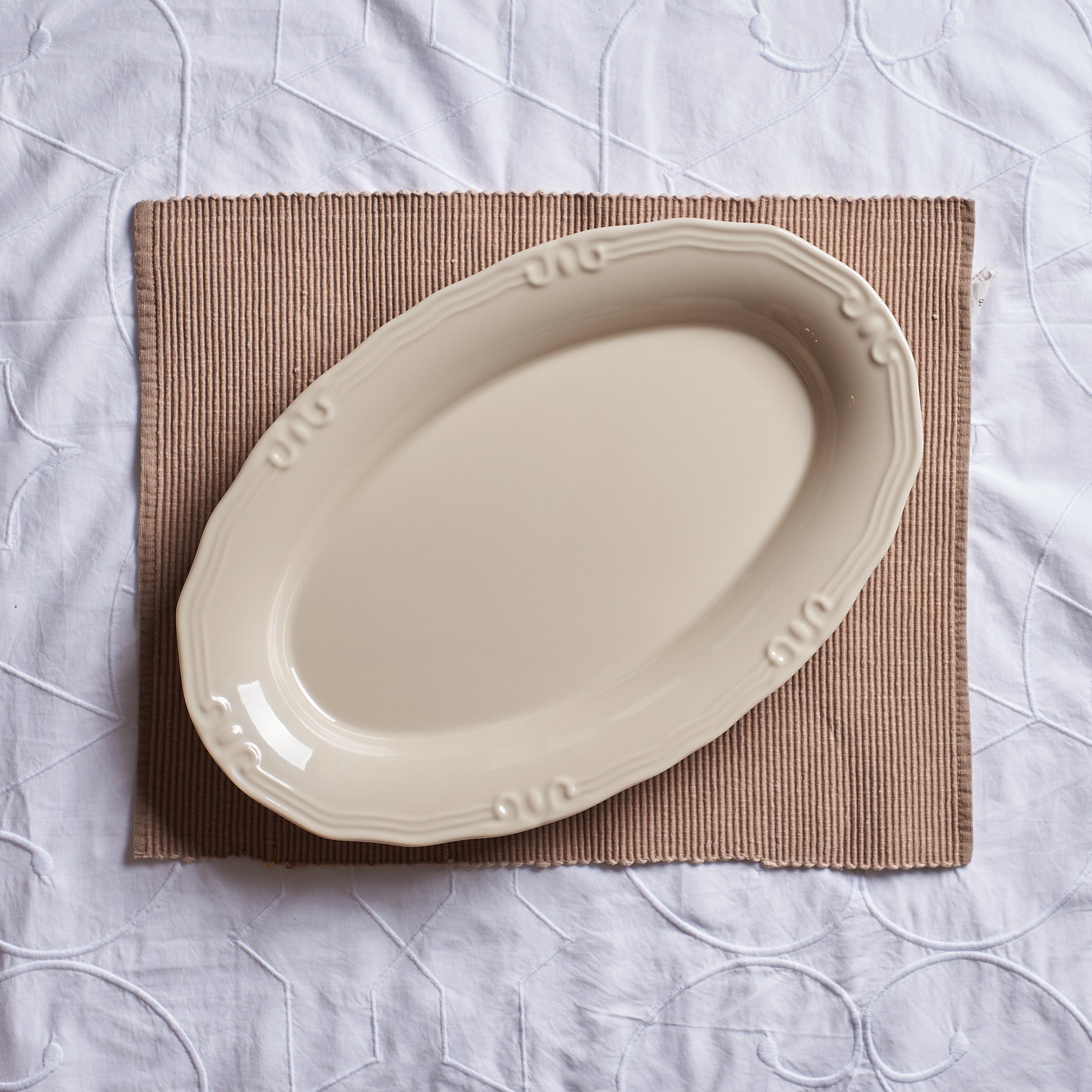 Cream Oval Bowl