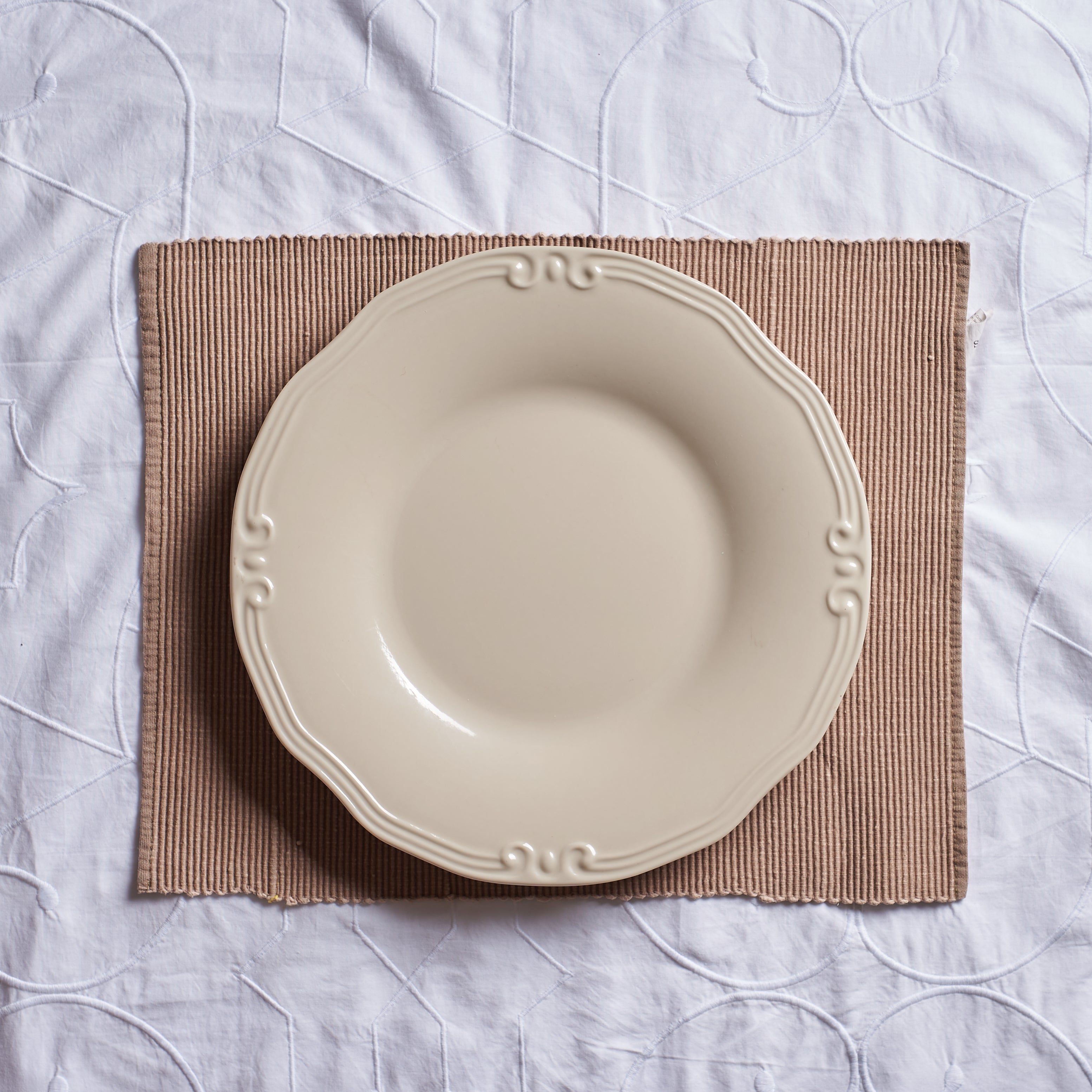 Cream Round Serving Platter